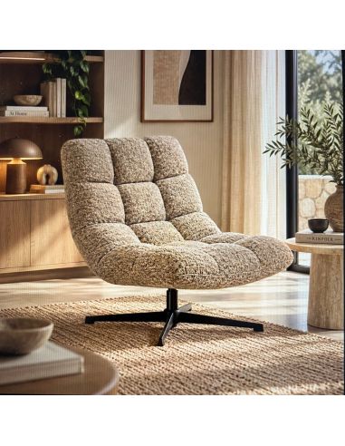 Fauteuil Montclar beige chiné Athezza bouclé design