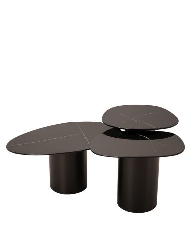 Tables basses Vega céramique noires S/3 | Athezza