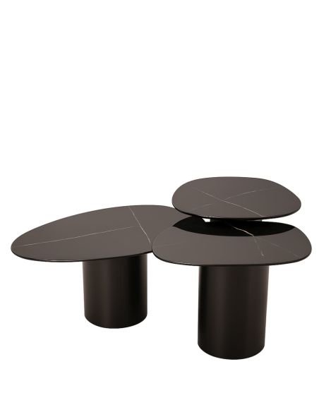 Tables basses Vega céramique noires S/3 | Athezza
