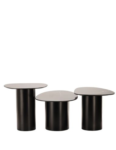 Tables basses Vega céramique noires S/3 | Athezza