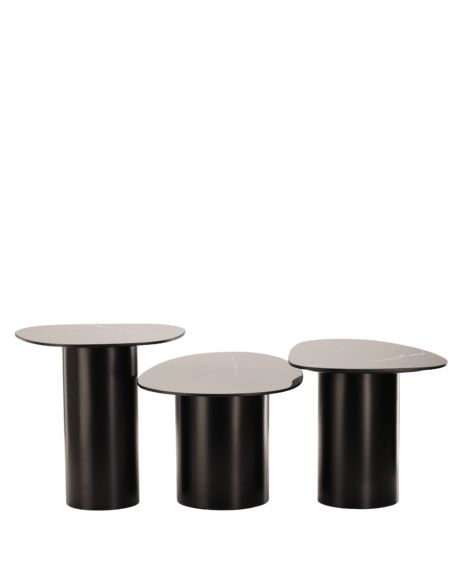 Tables basses Vega céramique noires S/3 | Athezza