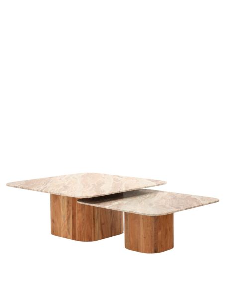 Tables basses Bellac acacia et céramique S/2 | Athezza