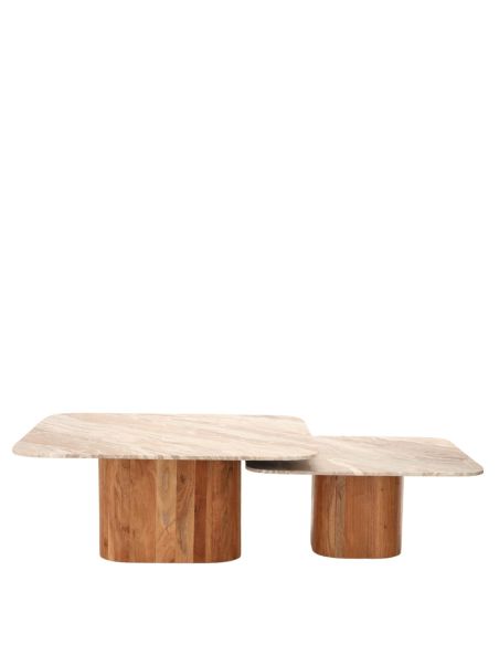 Tables basses Bellac acacia et céramique S/2 | Athezza
