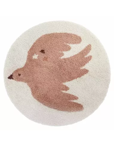 Tapis enfant rond Bohemian Bird Crème Nattiot | DecoenLigne
