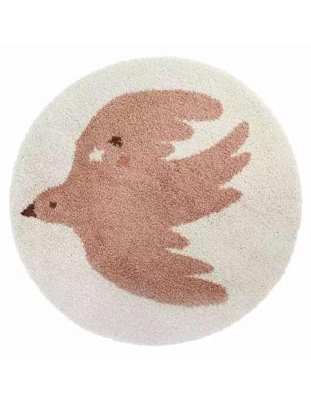 Tapis enfant rond Bohemian Bird Crème Nattiot | DecoenLigne