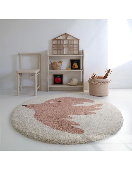 Tapis enfant rond Bohemian Bird Crème Nattiot | DecoenLigne