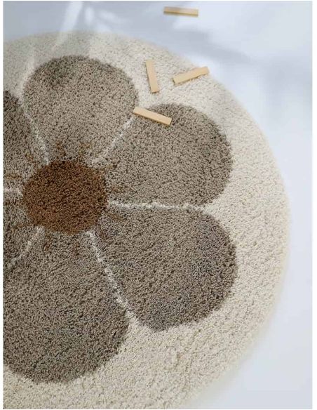 Tapis rond enfant Bohemian Daisy Taupe Nattiot | DecoenLigne