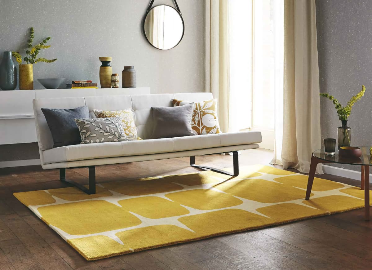 Salon contemporain avec tapis adapté à la décoration intérieure contemporaine